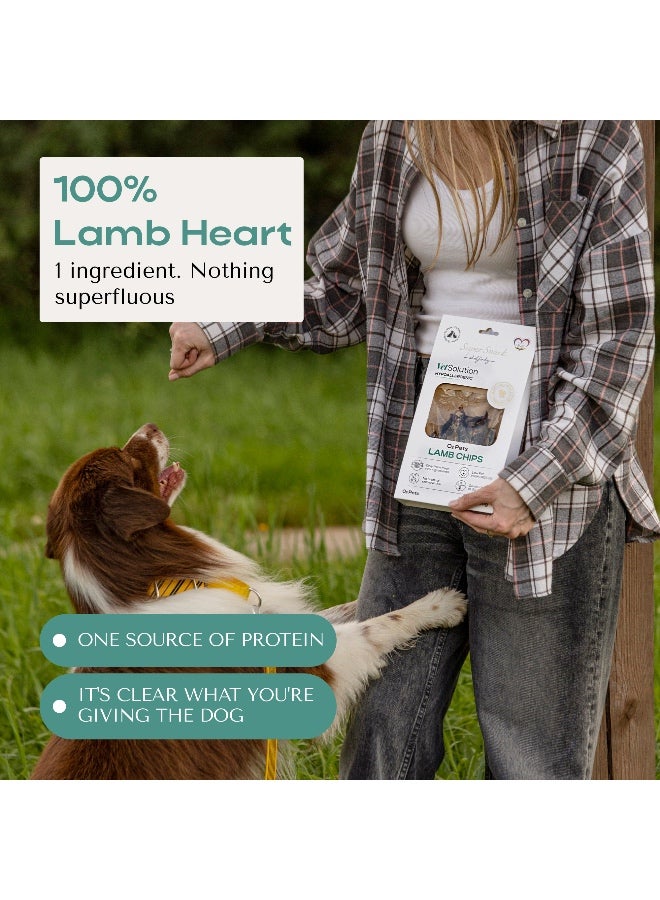 O2Pets Dog and Puppy Lamb Chips Hypoallergenic Treats – 100% Lamb Single Ingredient Snack – Healthy Support for Sensitive Digestion, Food Sensitivities & Skin Care, Low Fat Dog Treat 70g - Image 2